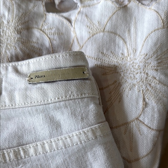 pilcro and the letterspress Cream Wide-Leg Pants with Floral Hem - Picture 7 of 10